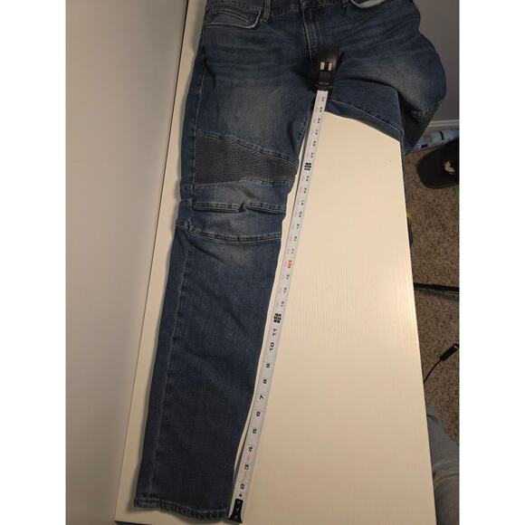 Men's Size 38 Hudson Ethan Biker Moto Skinny Blue Jeans Kuban Wash StreetWear - Picture 5 of 9